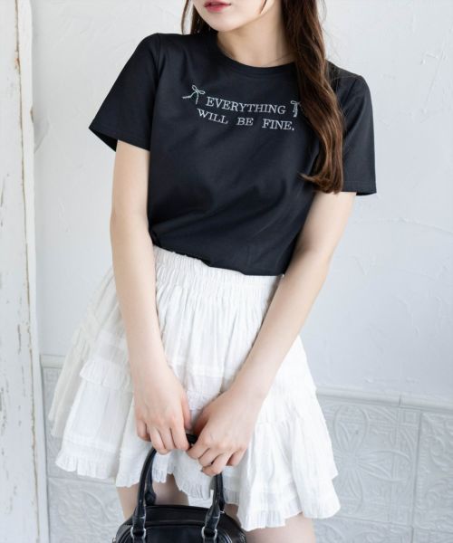 clear≪WEB先行販売/SS新作≫ラインストーンリボンロゴTシャツ