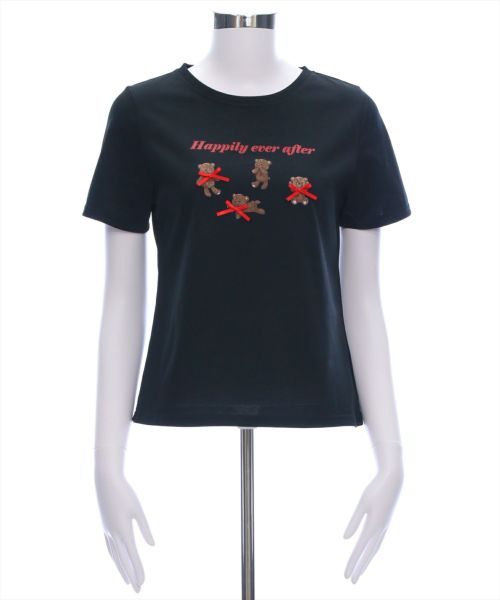 clear≪WEB先行販売/SS新作≫クマプリントリボン付きTシャツ