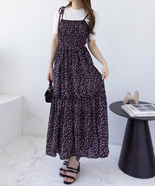 clear≪再入荷≫肩リボン花柄キャミワンピース[CL9300
