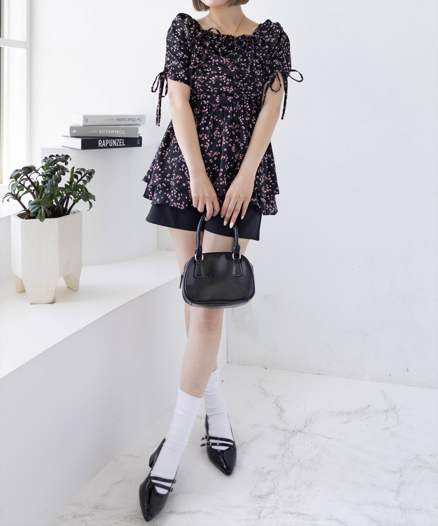 160㎝/ブラックフラワー