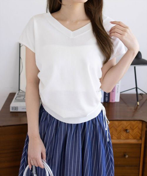 CLEAR BASIC≪SS新作≫2wayフレンチスリーブサイドドロスト