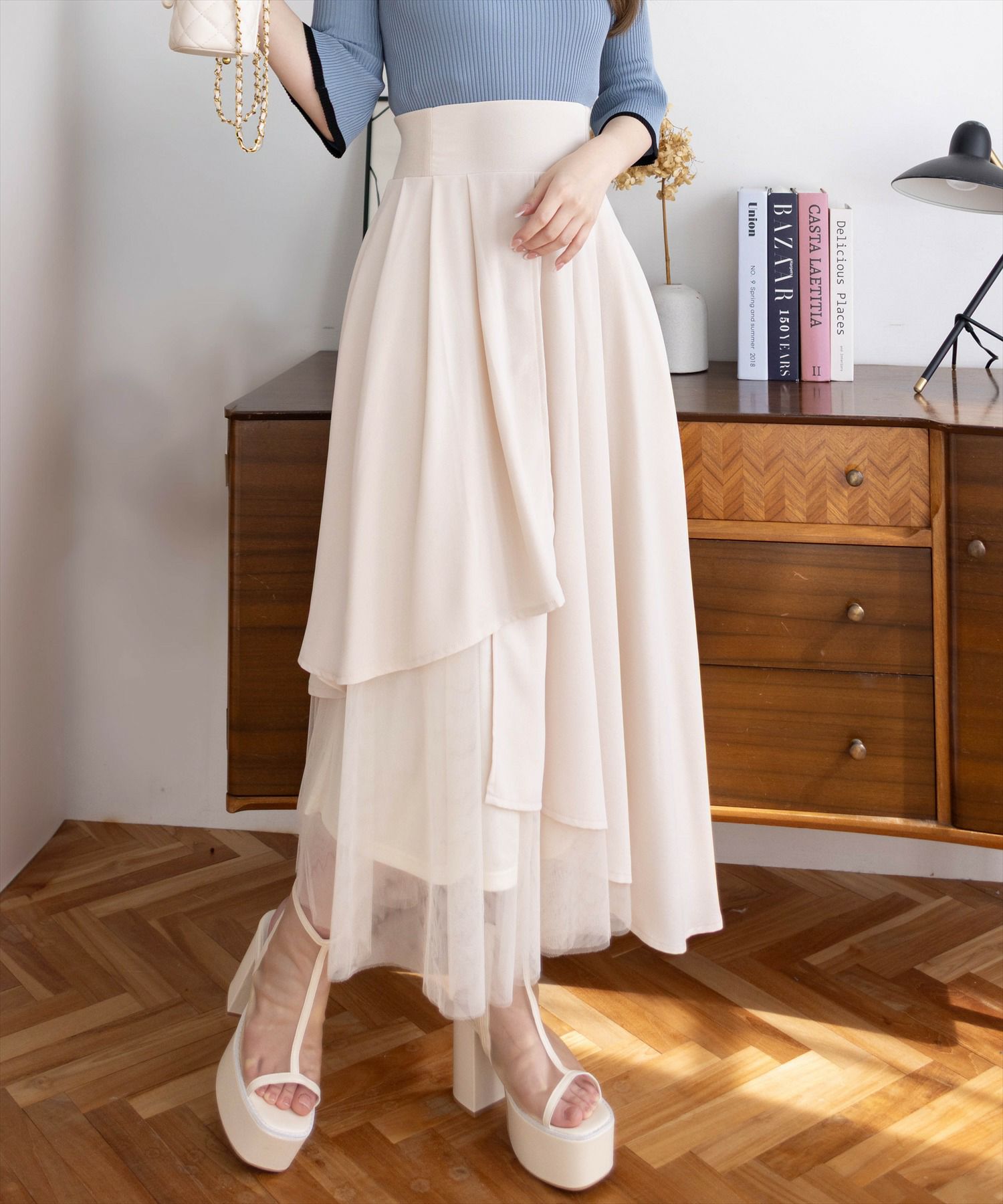 CLEAR BASIC≪再入荷≫チュールドッキングアシンメトリー