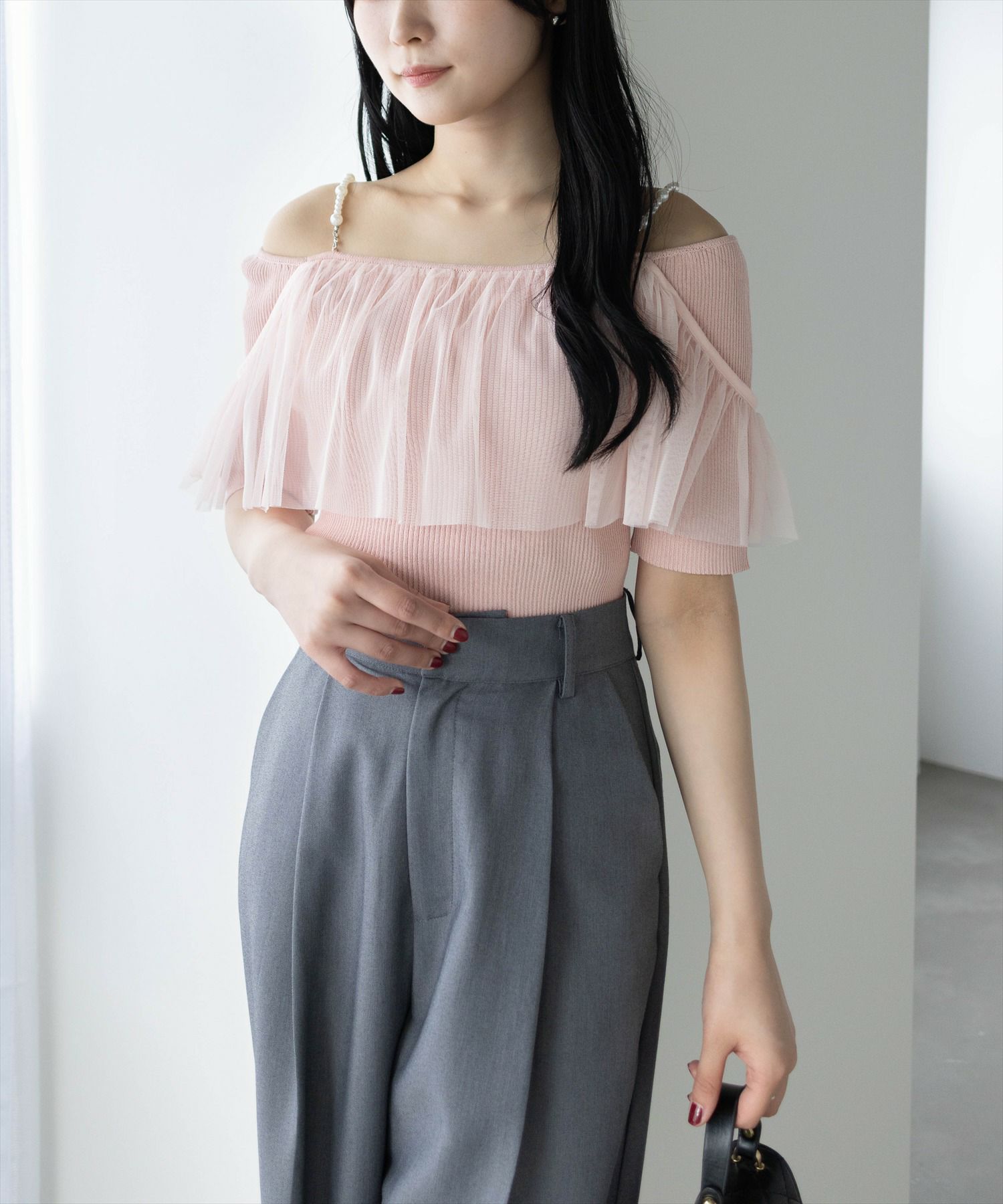 honokana♡2wayフリルドッキングニットトップス　スナイデル honokana様専用♡2wayフリルドッキングニットトップス スナイデル