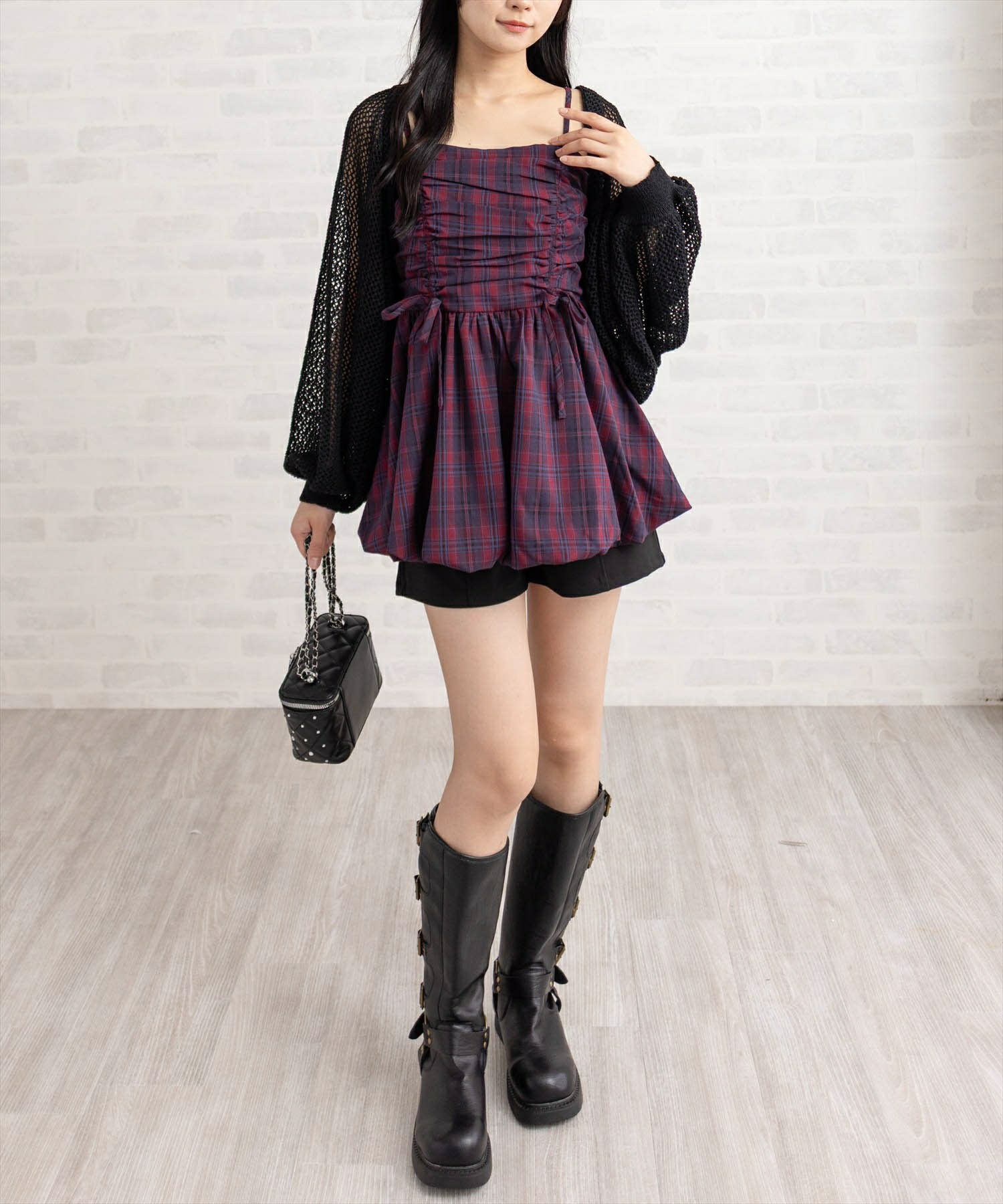 162㎝/ボルドー×チェック