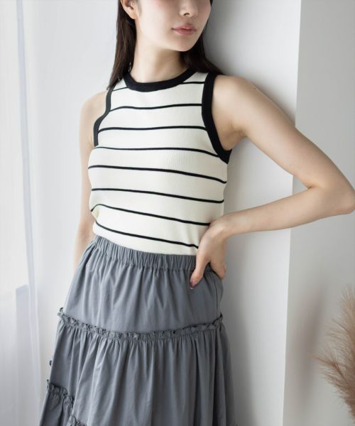完売色 SeaRoomlynn スカラップアメスリKnitトップス ブラック