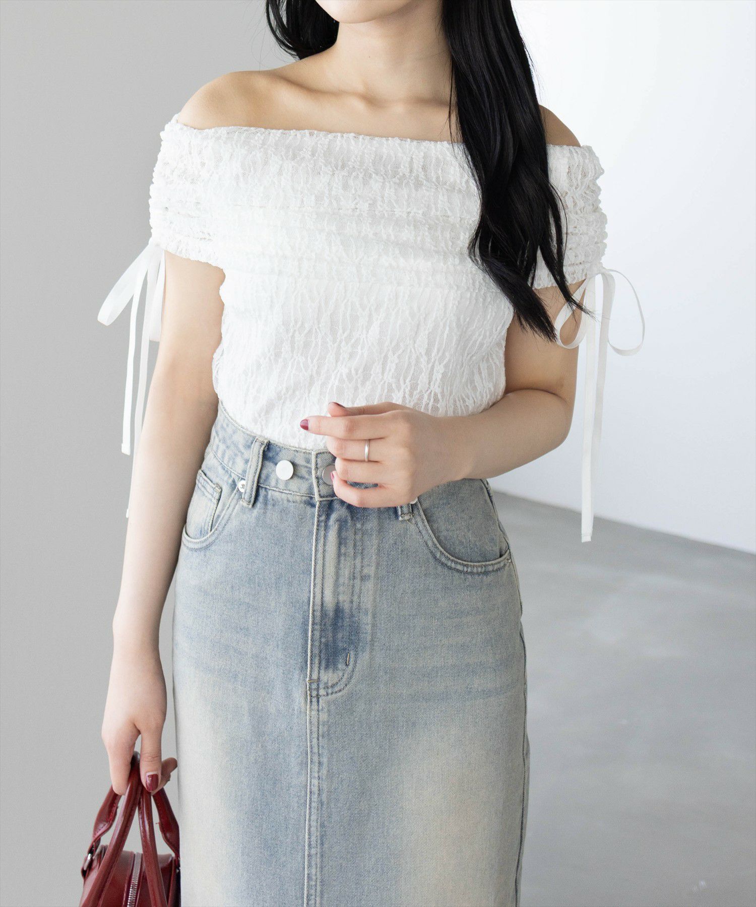 Chloé レースパネル リブニット トップ 2WAYラッフルリブニットトップス（ニット）｜CELFORD（セル