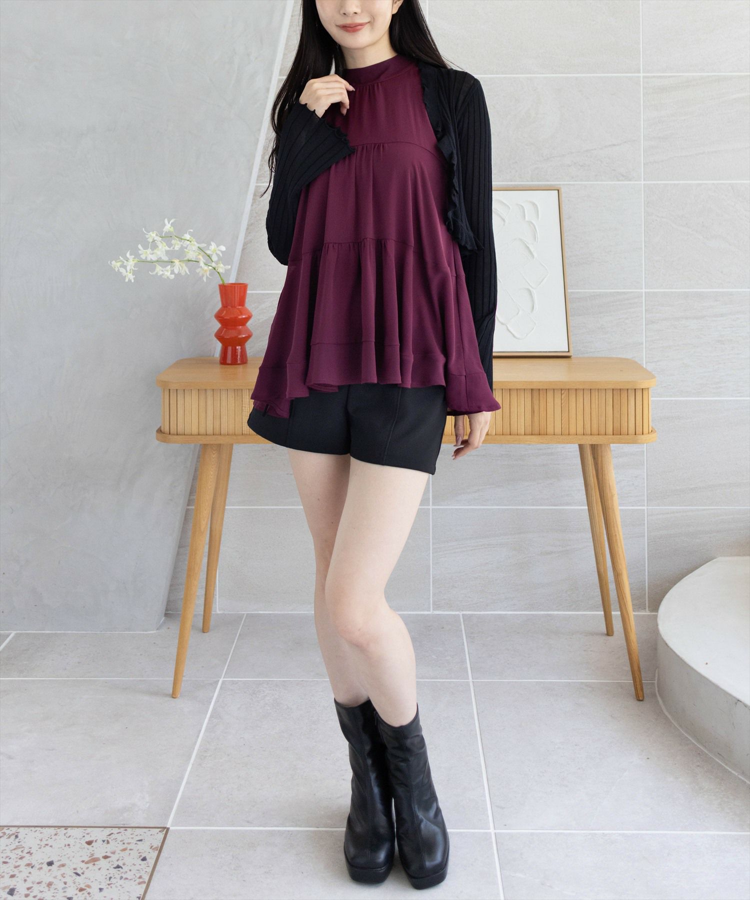 162cm/ワインレッド