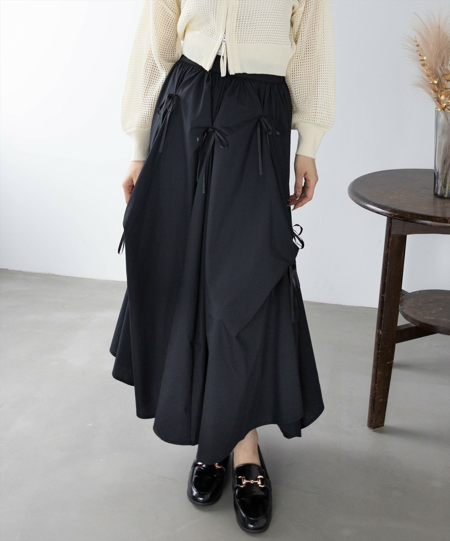 clear タックリボンコットンスカート[CL9296] | レディース