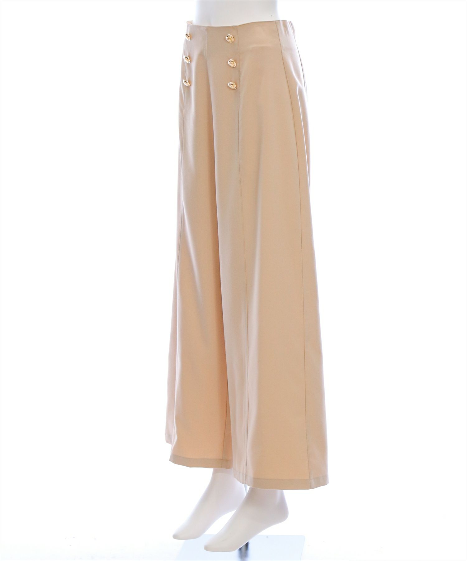 KAPITALベージュ ワイドパンツ 黒いボタン CLEAR BASIC≪新色追加≫ダブルボタンハイウエストワイドパンツ