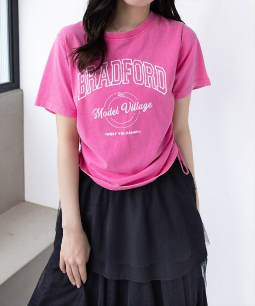 シンゾーン　カレッジロゴプリントTシャツ clear≪SS新作≫カレッジロゴプリントドロストTシャツ[CL9248
