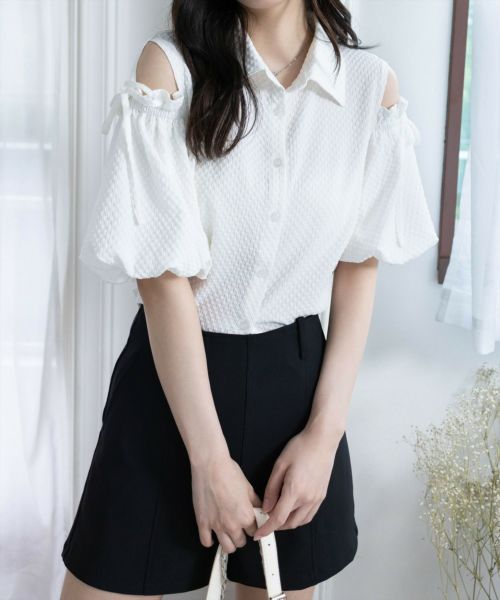 パフスリーブジャガードブラウス｜PUFF SLEEVE JACQUARD BLOUSE