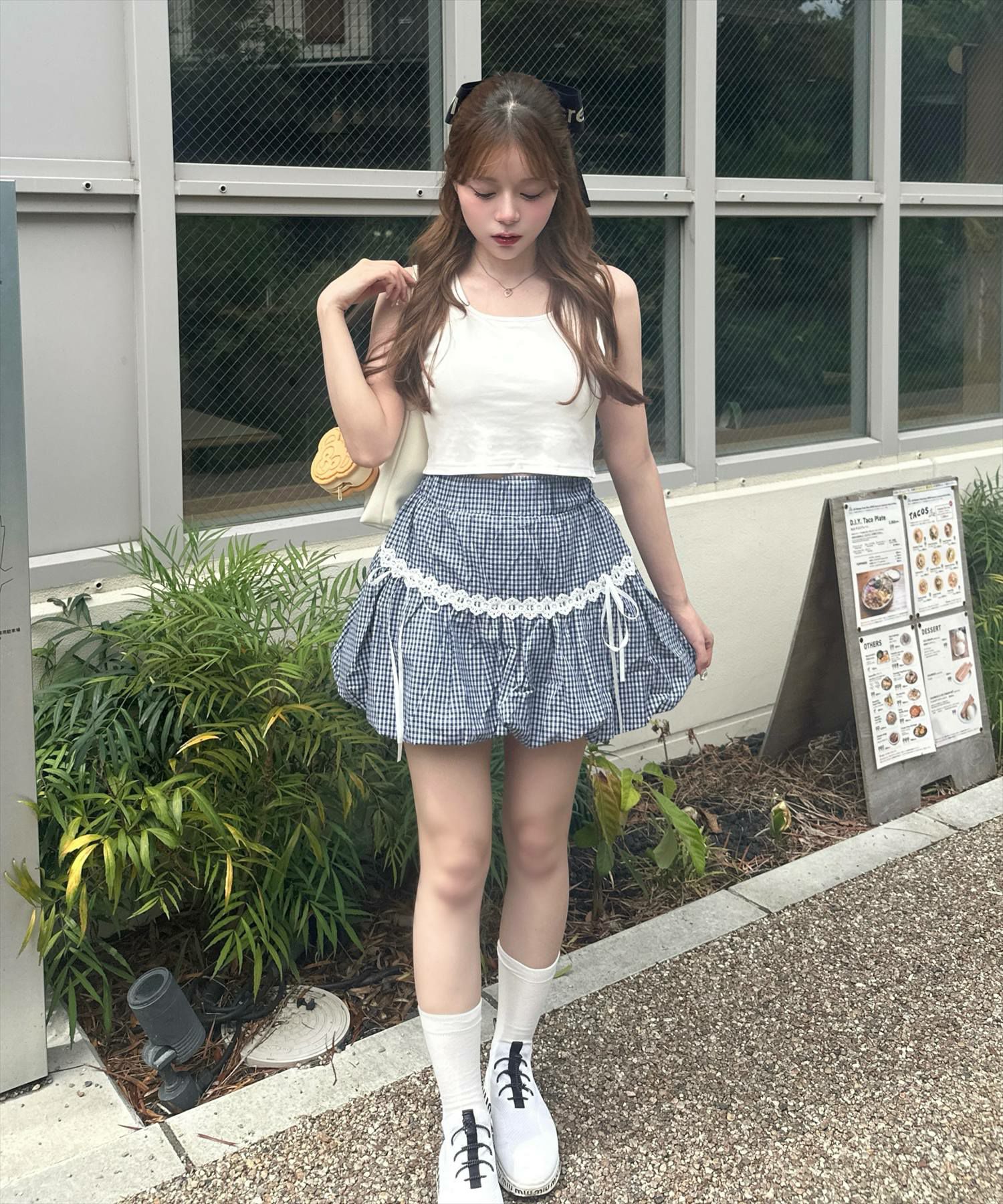 clear チェック柄バルーンミニスカート[CL9345] | レディース