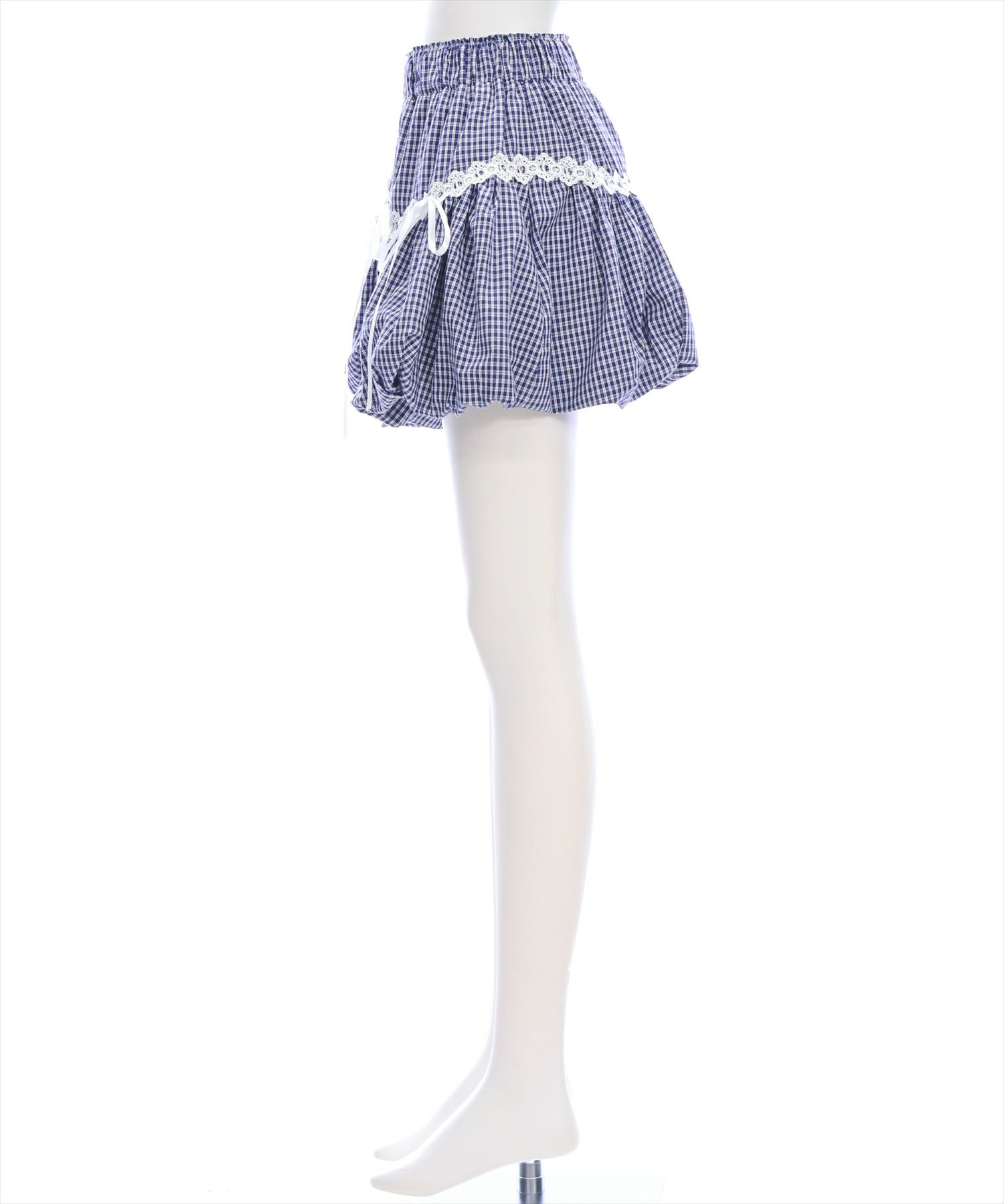 ピクチャーズ　バルーンスカート　青白チェック柄 clear チェック柄バルーンミニスカート[CL9345] | レディース