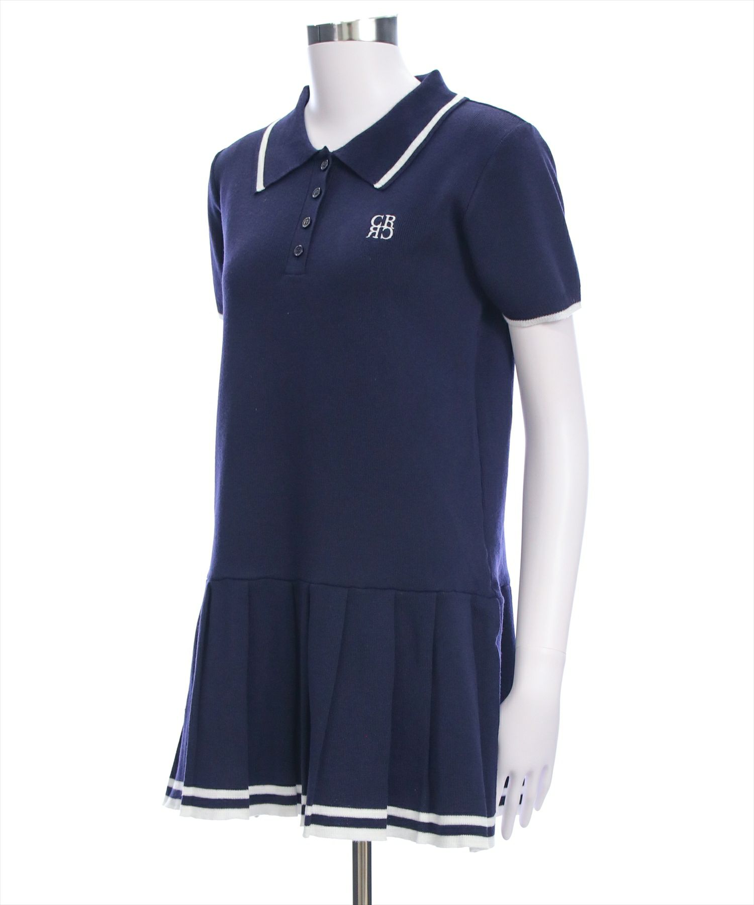 clear≪SS新作≫ポロ襟ニットプリーツミニワンピース[CL9334