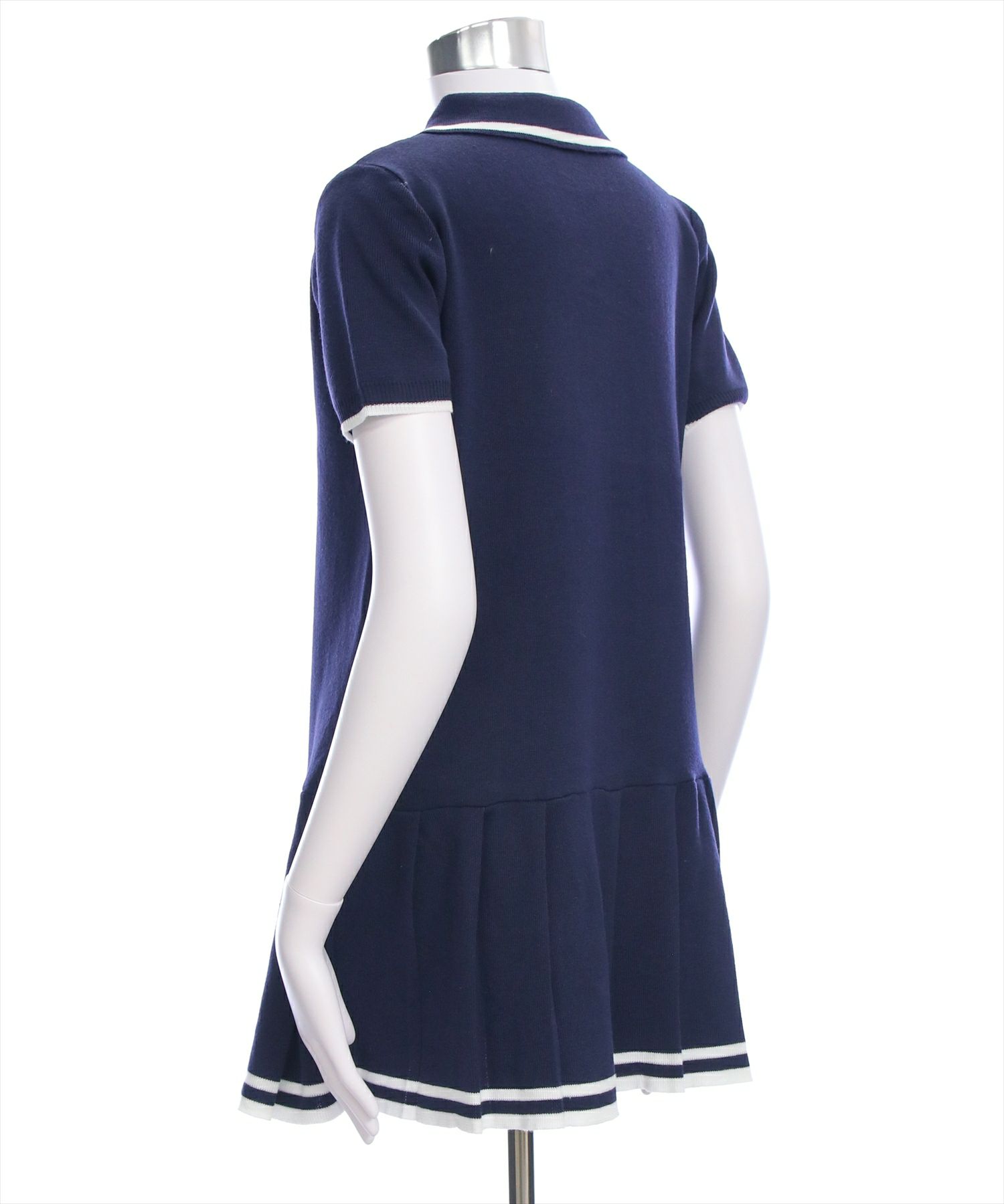 襟付きで綺麗に決まるプリーツワンピ clear≪SS新作≫ポロ襟ニットプリーツミニワンピース[CL9334