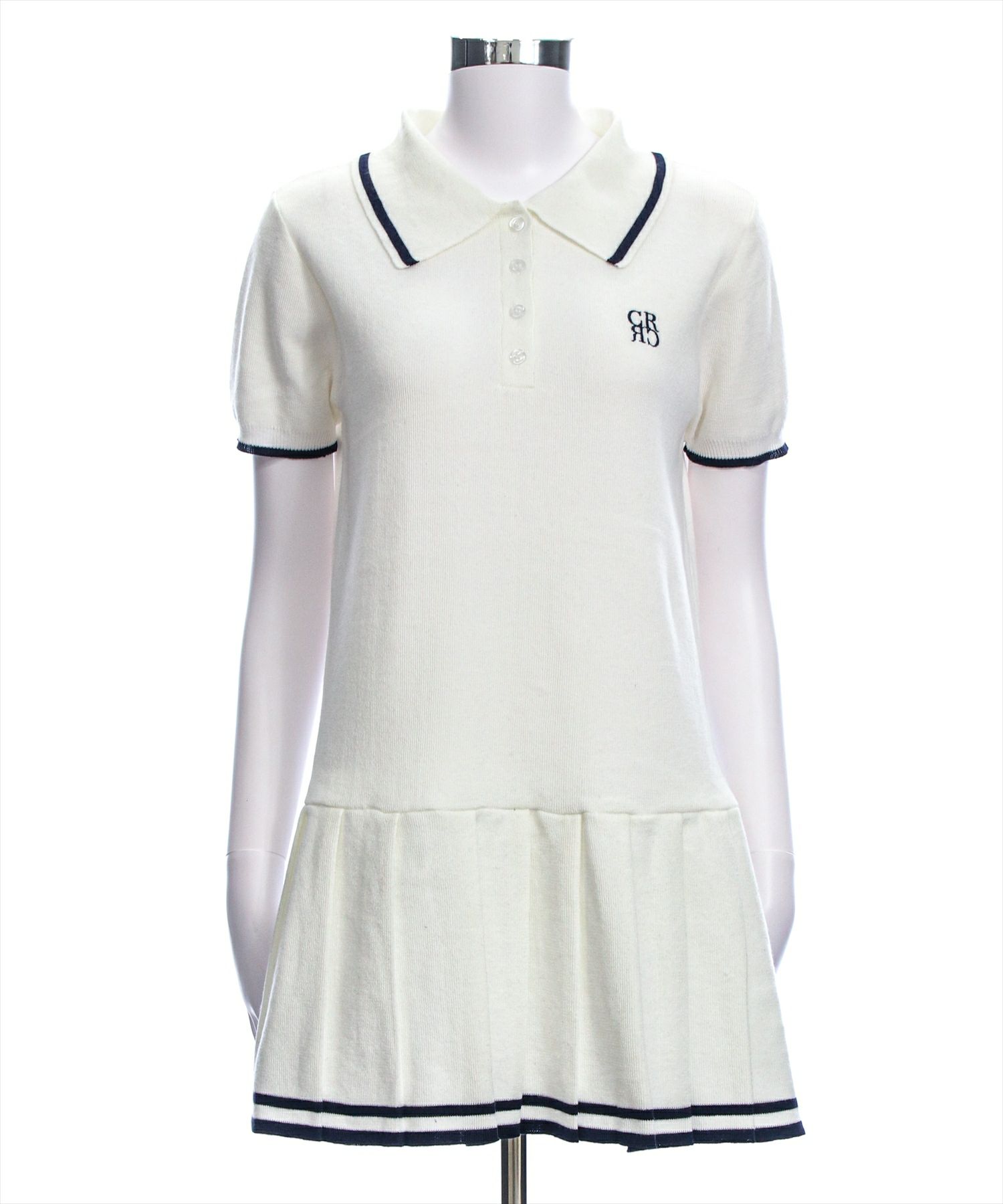安心追跡付【KAREN MILLEN】PUニットプリーツミニワンピ clear≪SS新作≫ポロ襟ニットプリーツミニワンピース[CL9334