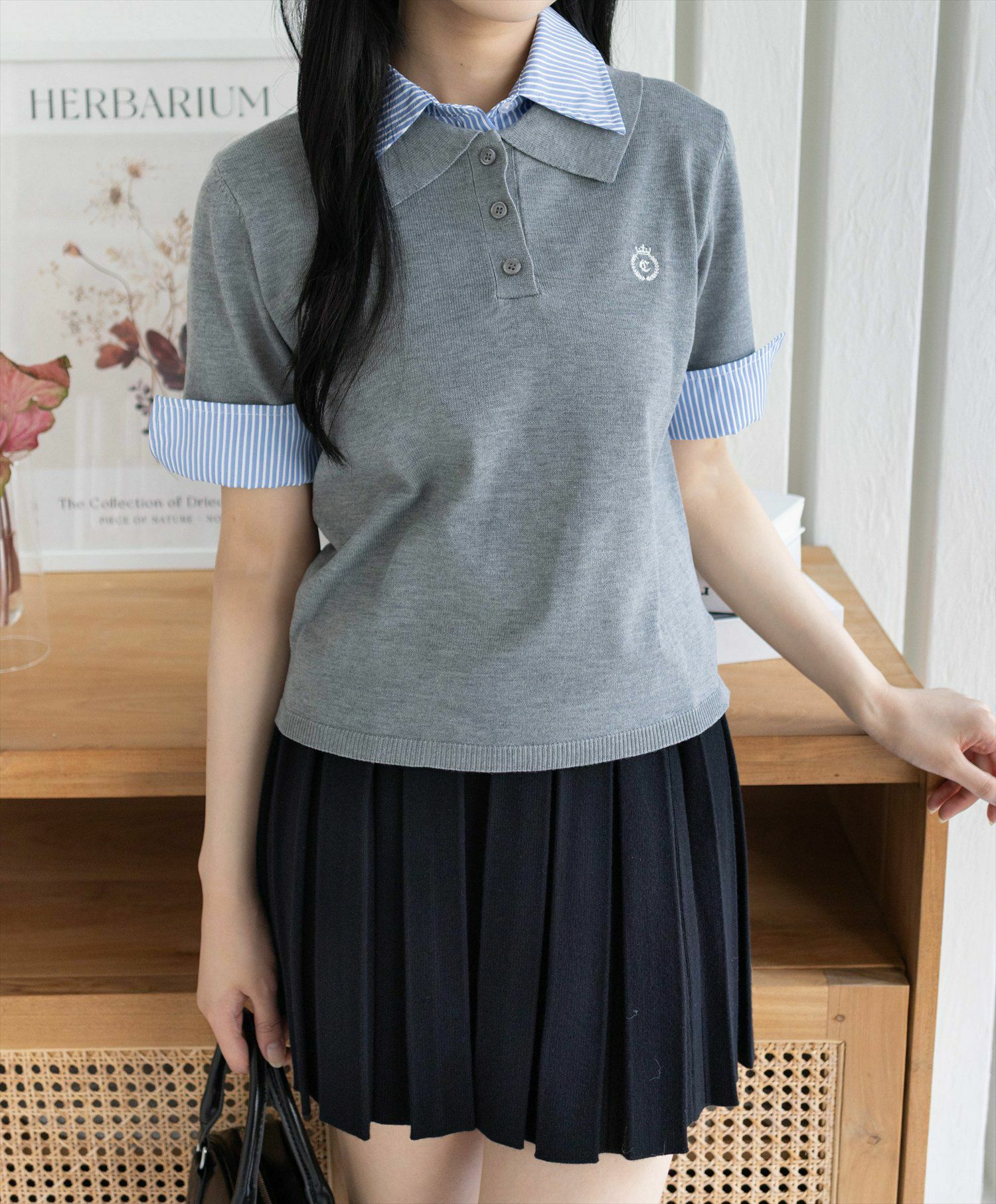 【美品】Cheekyブルーニットトップス clear｜布帛ドッキング肩あきニットトップス | Rakuten Fashion