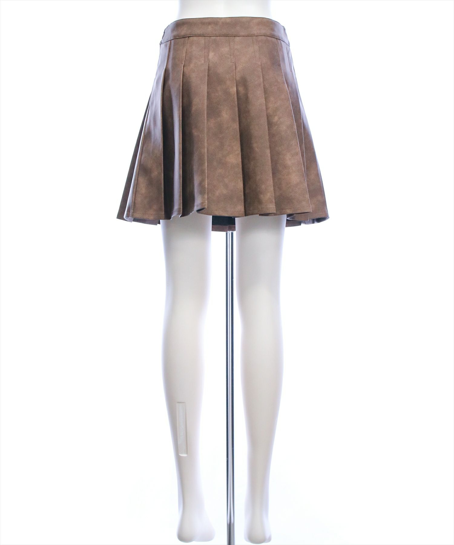 送料関税込み★NORMA KAMALI★フェイクレザーミニスカート clear≪WEB先行販売/AW新作≫アンティークレザープリーツミニ