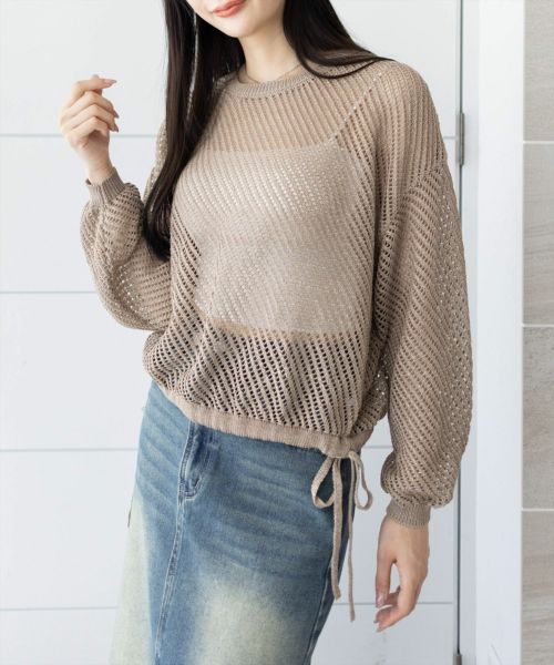 CLEAR BASIC≪WEB先行販売/AW新作≫ラメメッシュニットプル