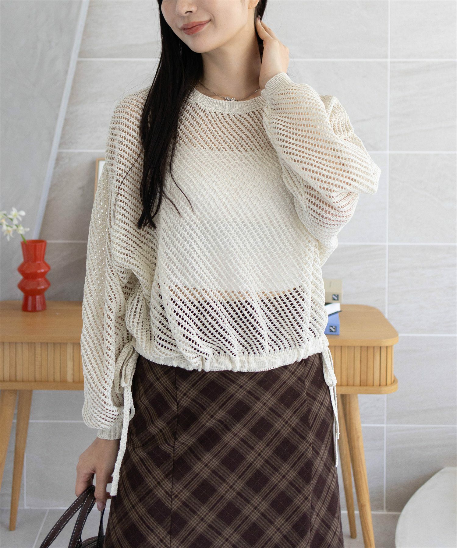 CLEAR BASIC≪WEB先行販売/AW新作≫ラメメッシュニットプル