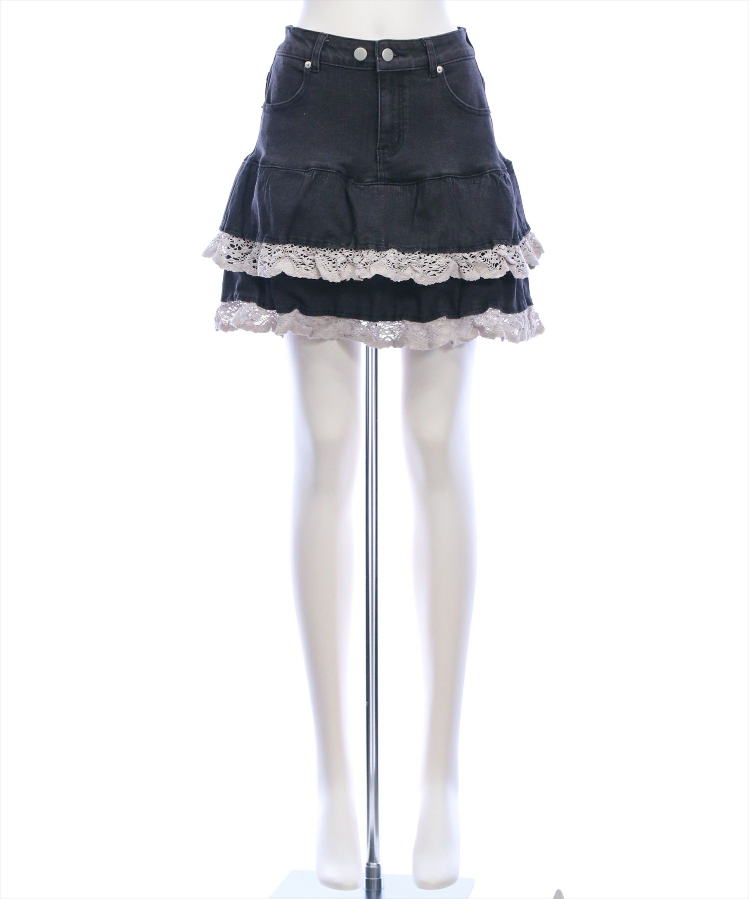 clear≪WEB先行販売/AW新作≫デニムティアードミニスカート