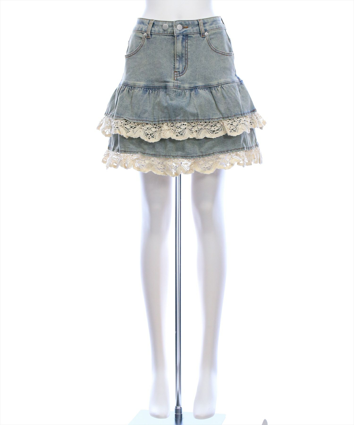 clear≪WEB先行販売/AW新作≫デニムティアードミニスカート