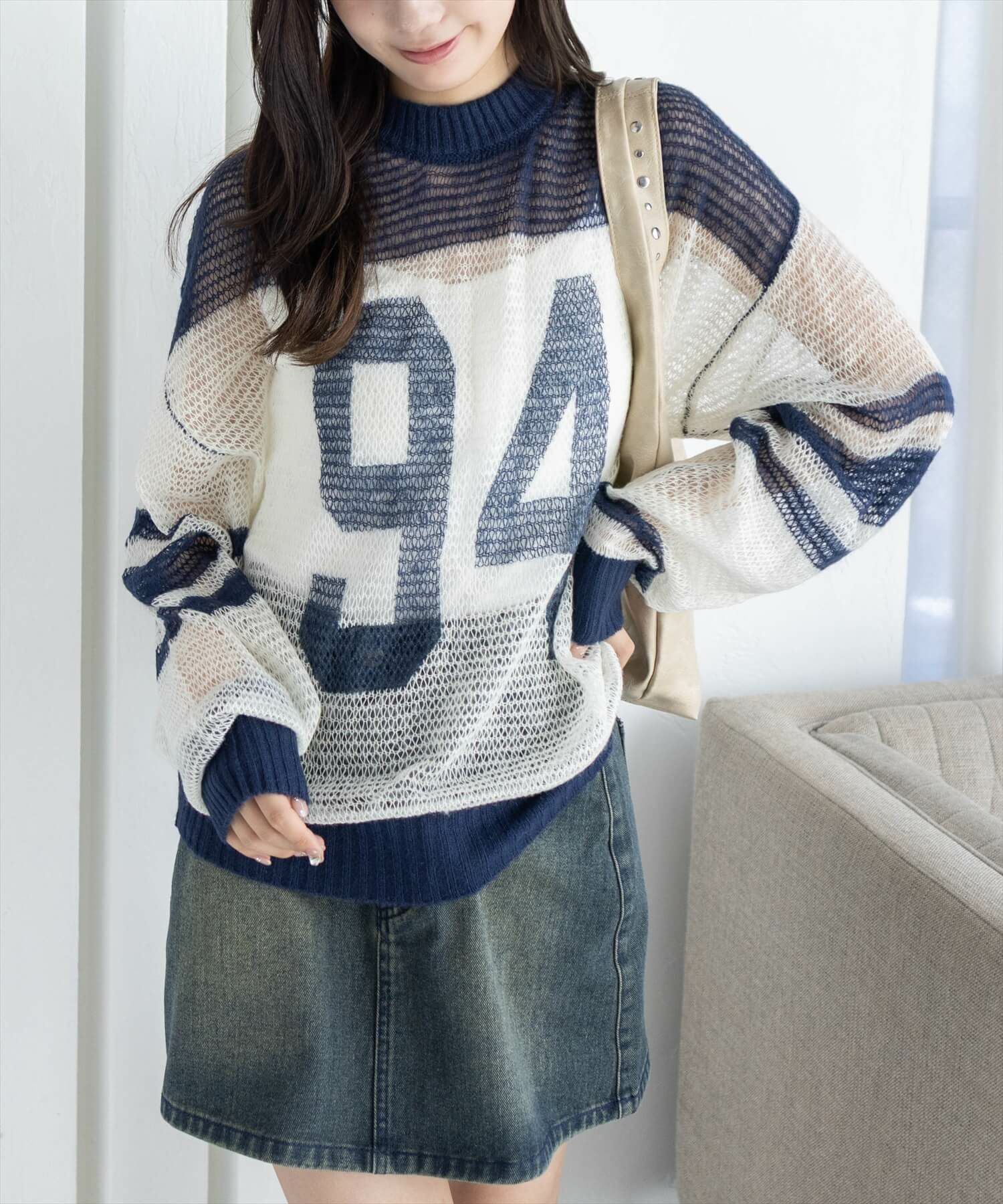 りーこ✨9点 clear≪AW新作≫ナンバリング透かしニットトップス[CL9422