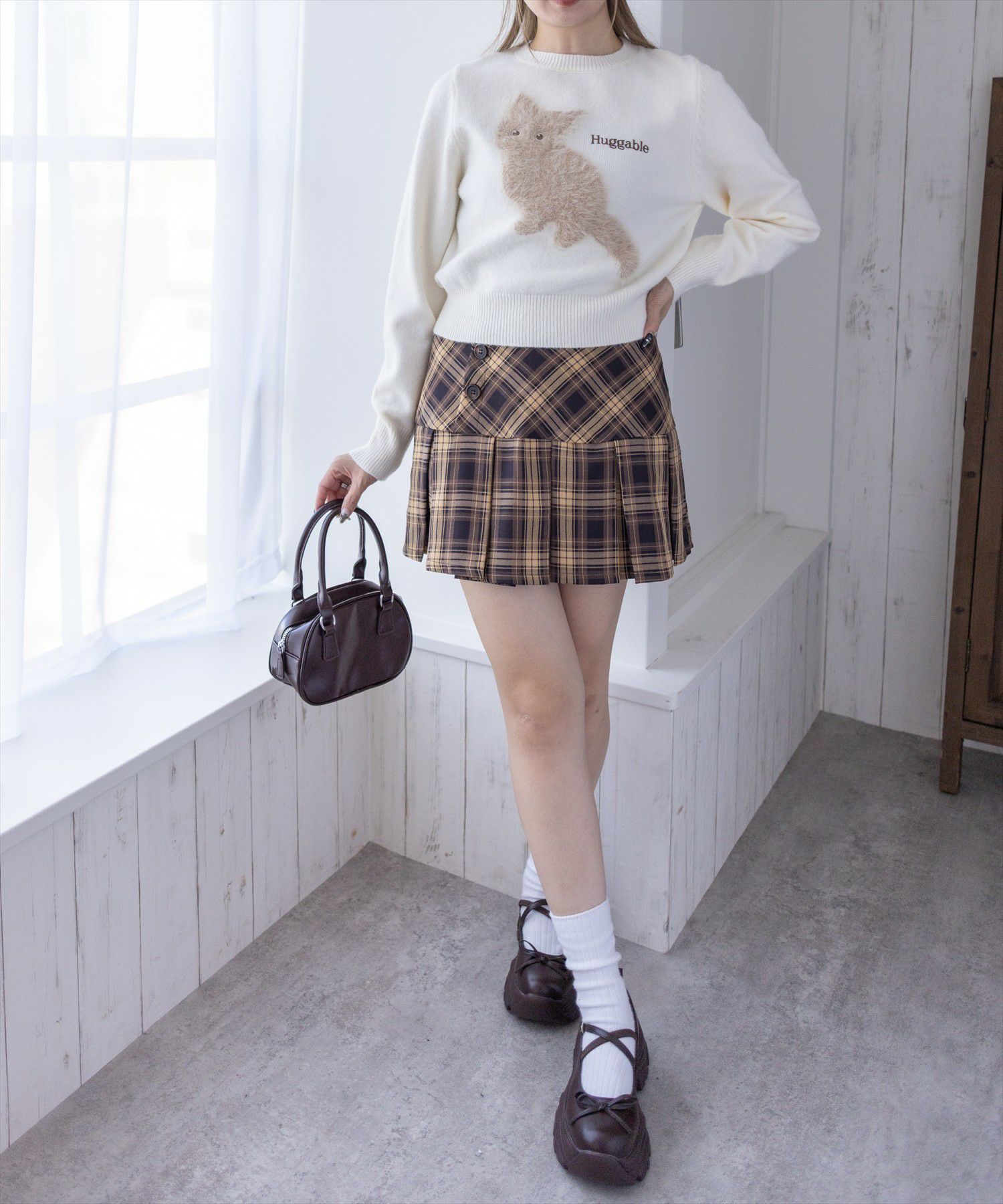 160cm/ブラウン×チェック