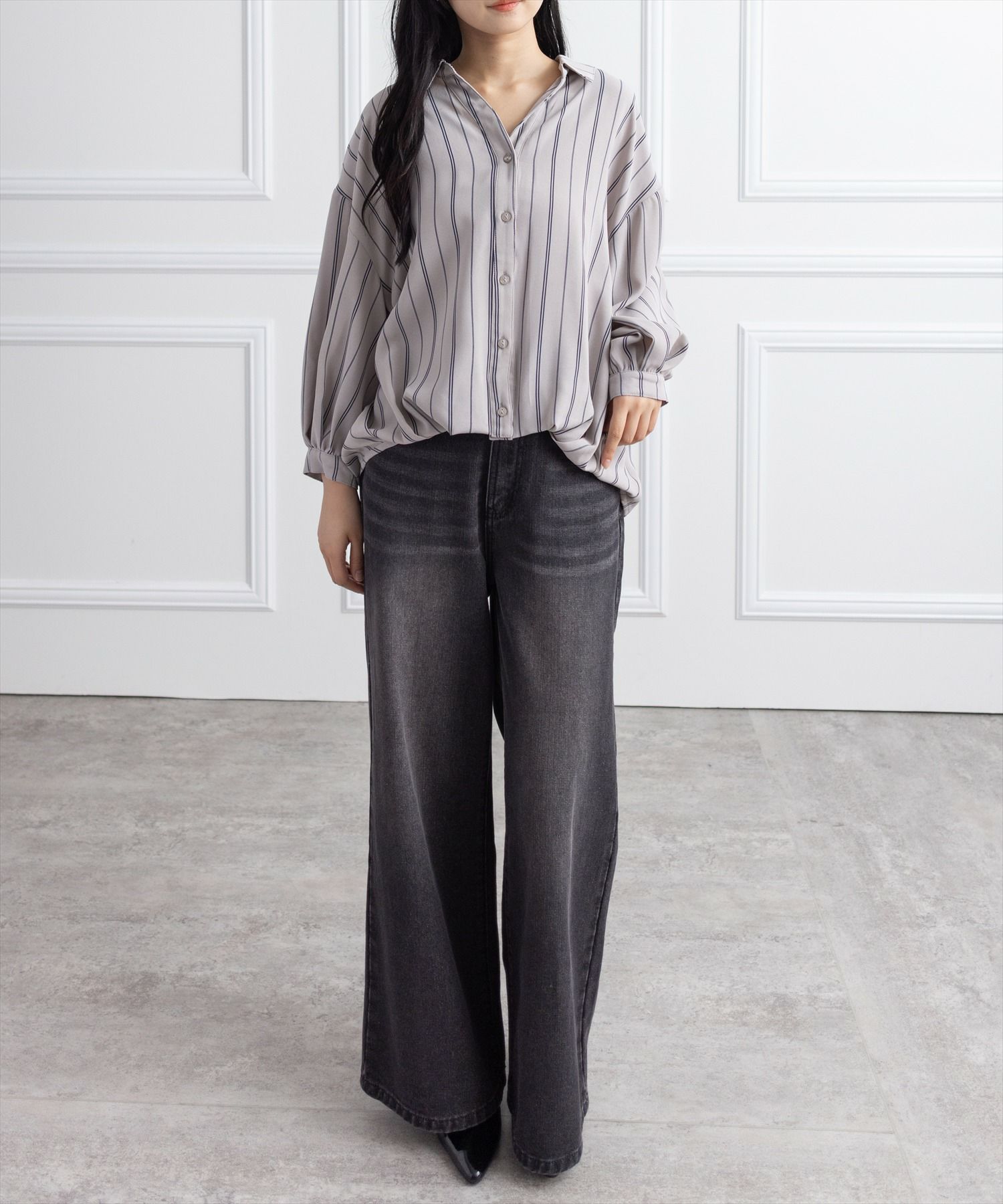 162cm/グレーストライプ