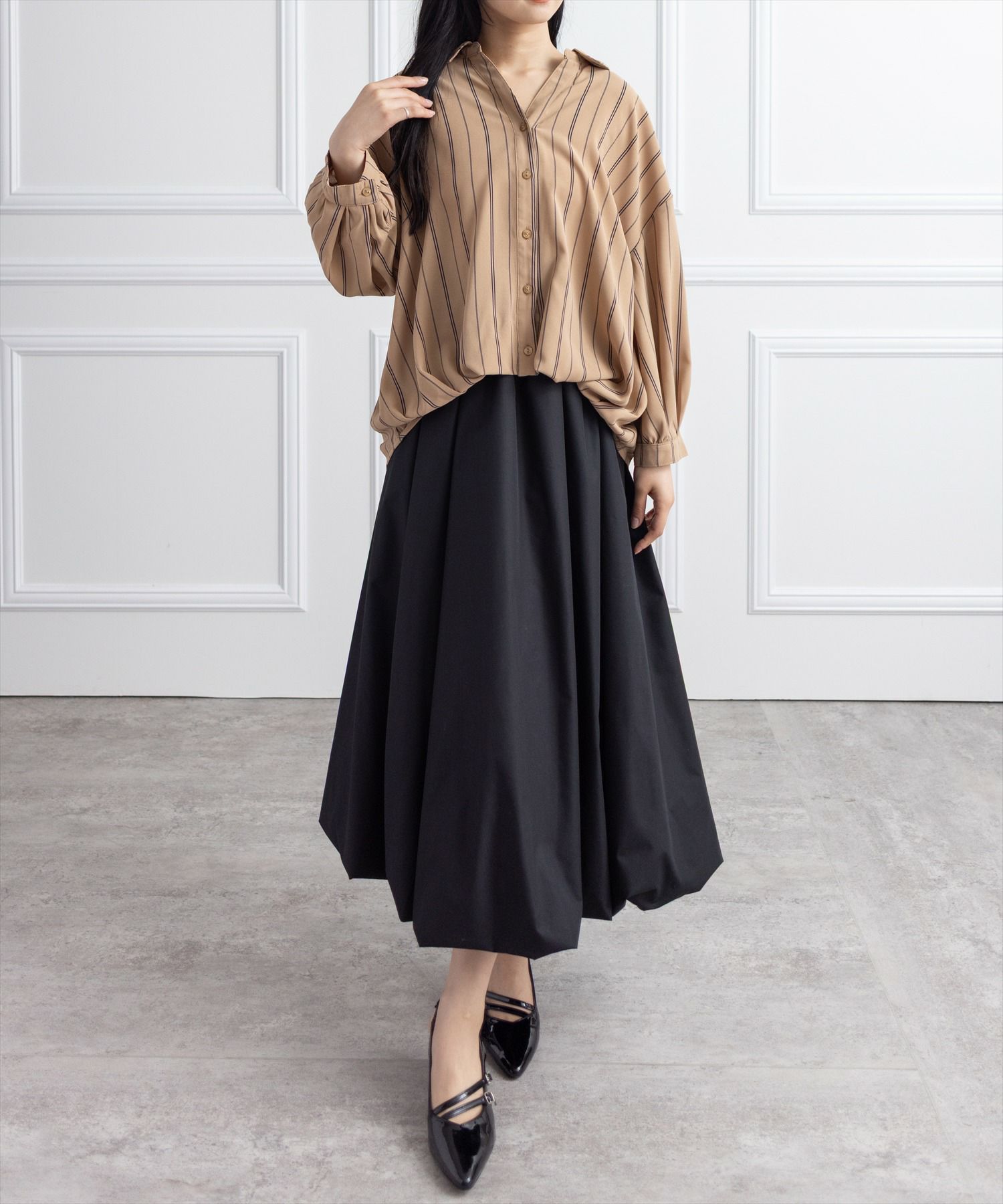 162cm/ベージュストライプ