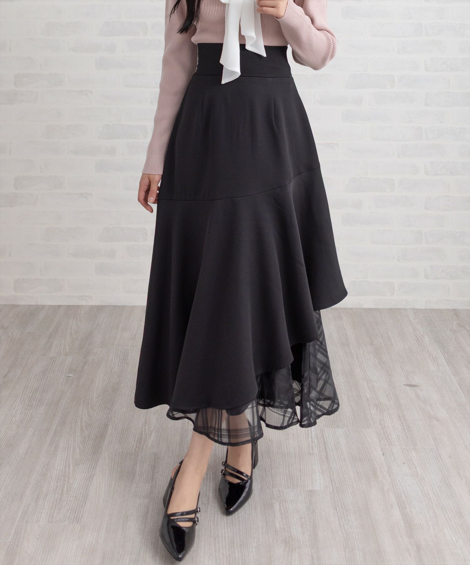 CLEAR BASIC≪AW新作≫シアーチェックドッキングアシンメトリー