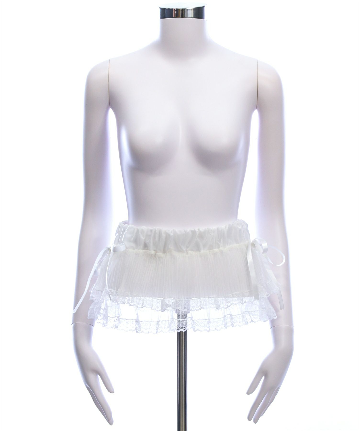 【新品】JUN&ROPE'メッシュモックネック　スカートセットアップ　ホワイト 新品】JUN&ROPE'メッシュモックネック スカートセットアップ