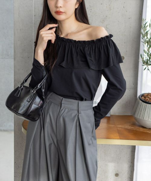 トップス Noa CLEAR BASIC≪AW新作≫マルチwayフリル長袖カットソートップス[CL9409