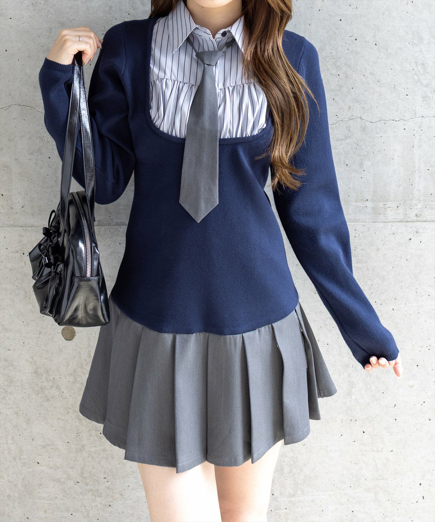 clear≪AW新作≫ニットドッキングシャツミニワンピース[CL9469