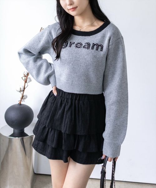 clear≪WEB先行販売/AW新作≫ストーンロゴジャガードクロップド