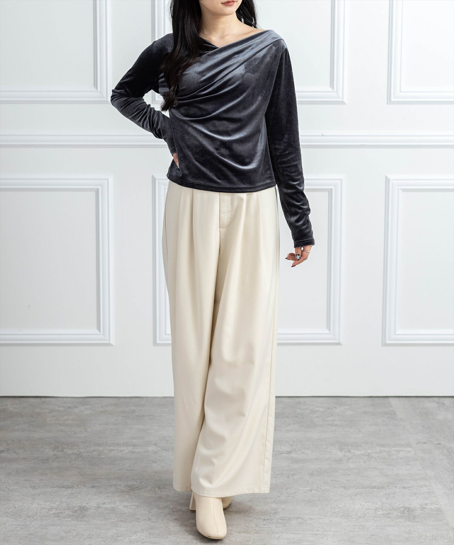 162㎝/アイボリー F着用