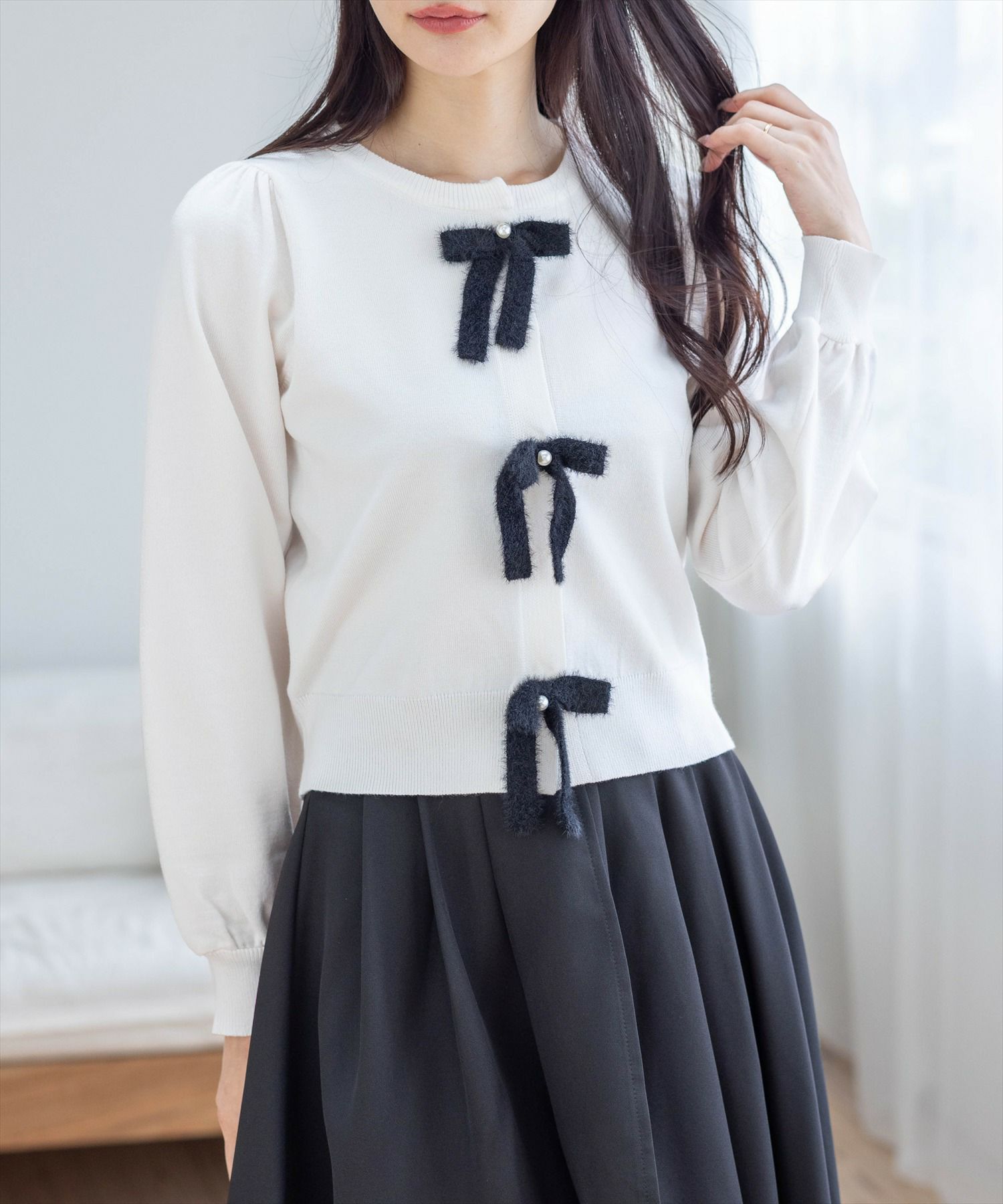 clear≪AW新作≫配色リボンニットトップス[CL9476] | レディース