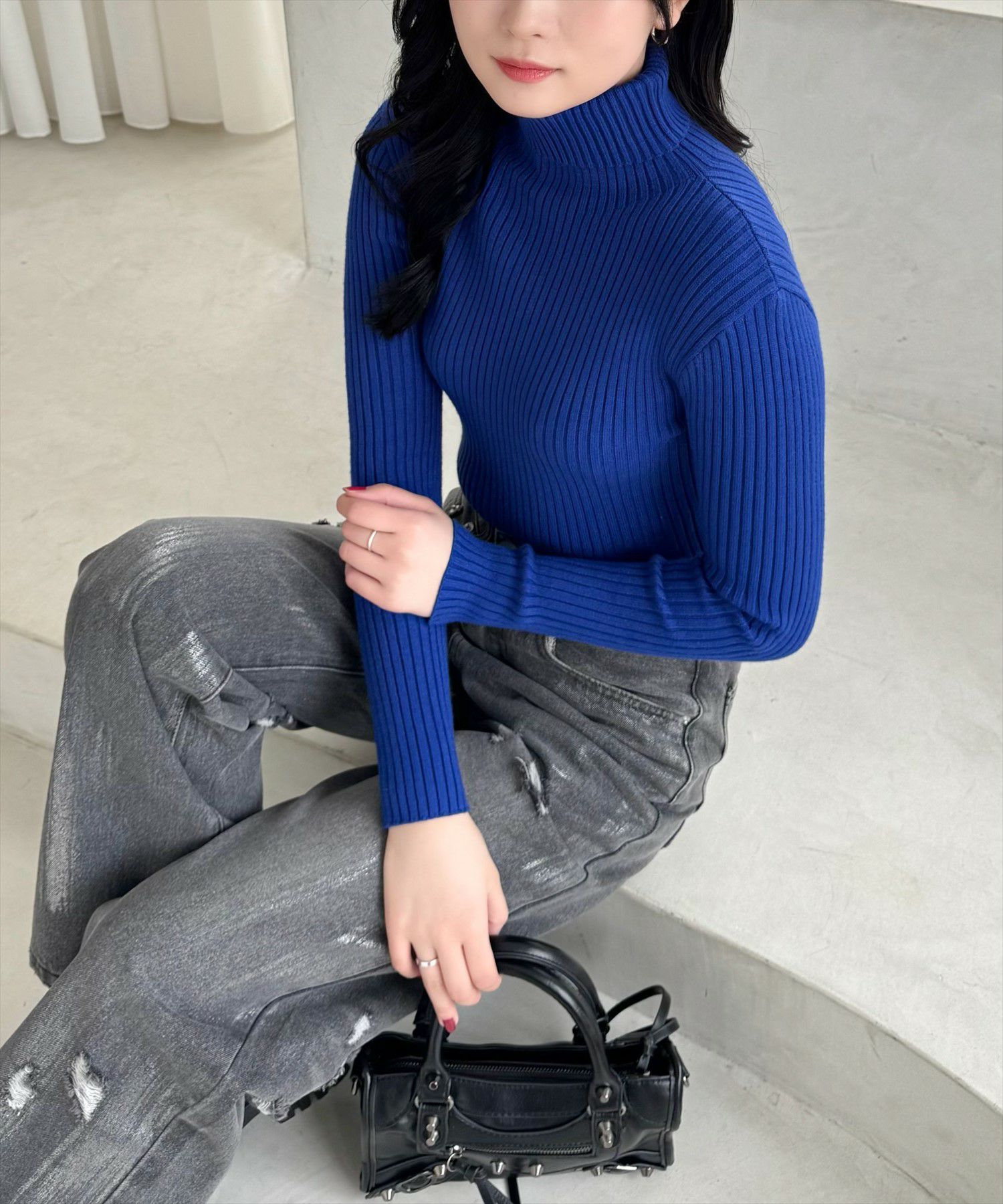 clear≪再入荷≫タートルネックベーシックリブニットトップス[CL6498