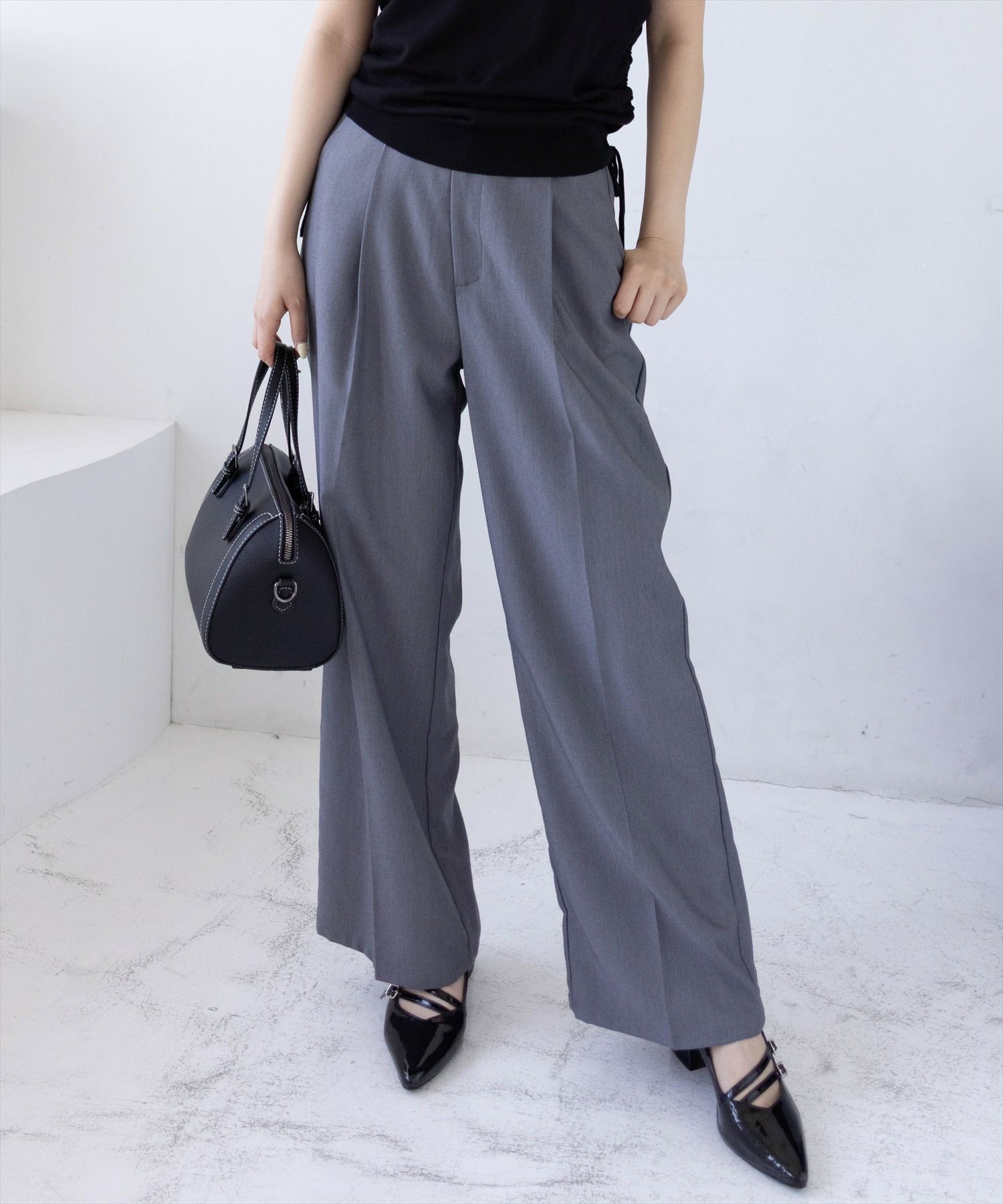 カタリストzip-upシンプルグレーパンツ 予約]ジップタックワイドパンツ/グレー – Lumier