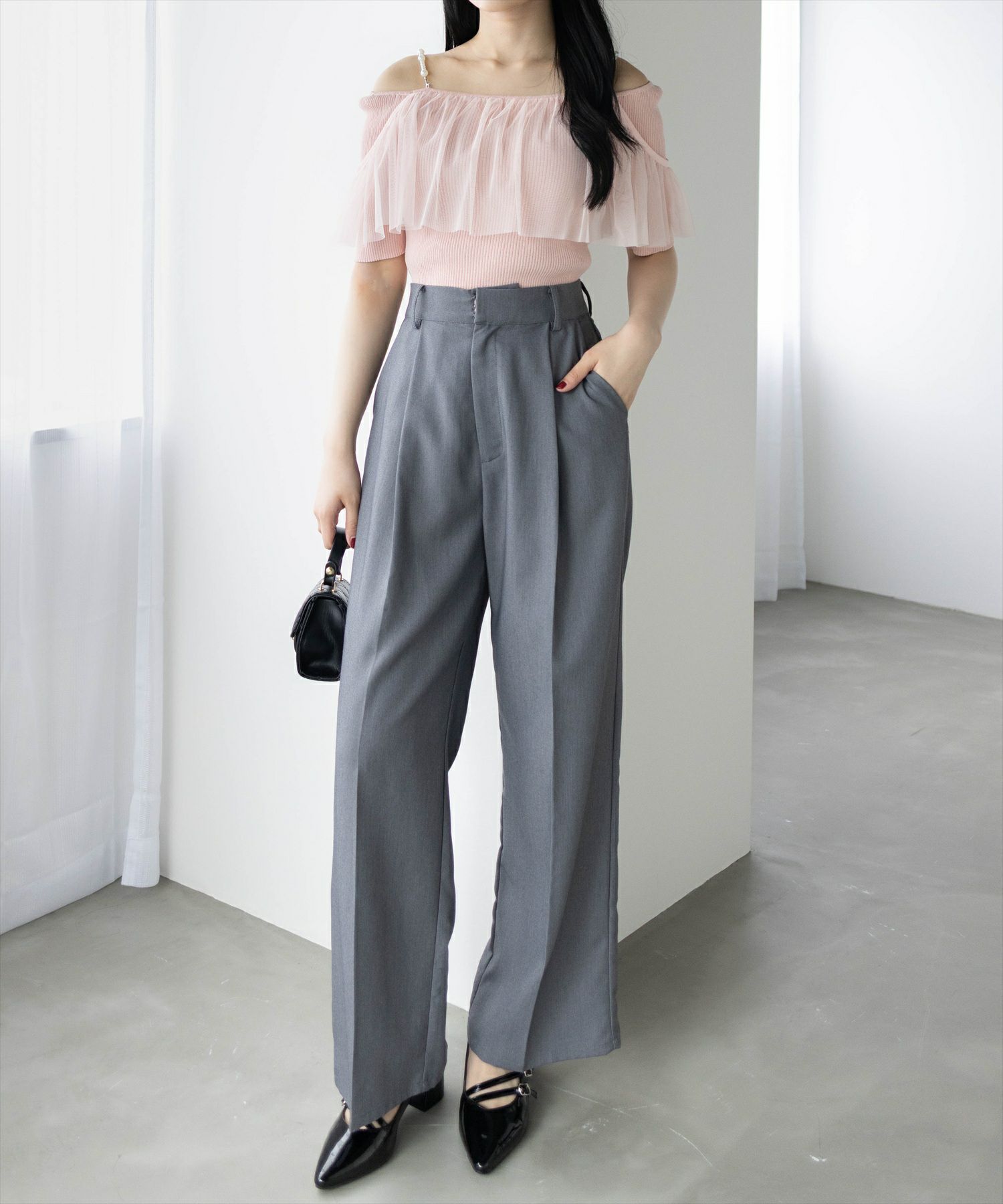 161cm/グレー着用