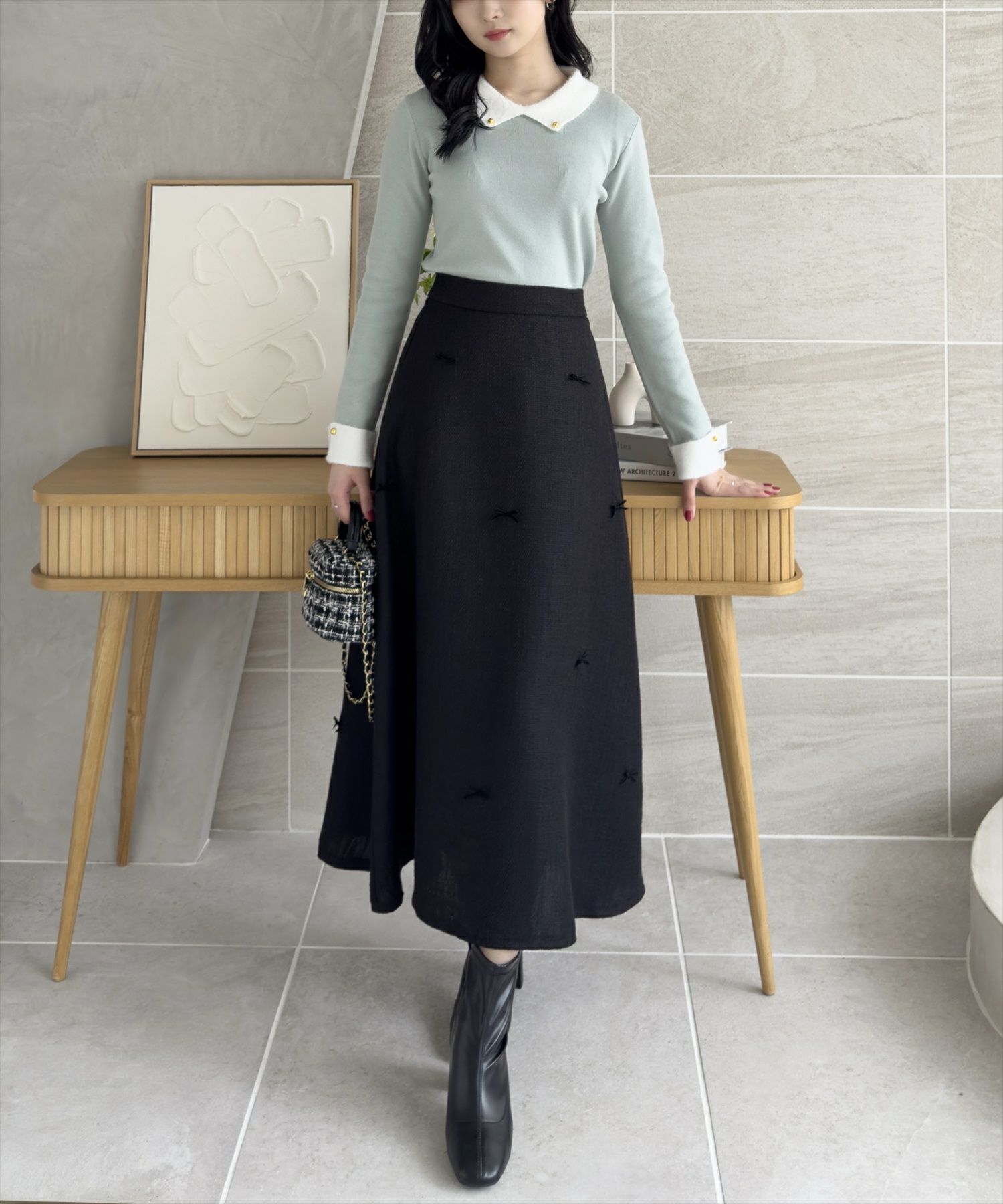 clear≪WEB限定≫フェザー配色襟付ニット[CL7784] | レディース