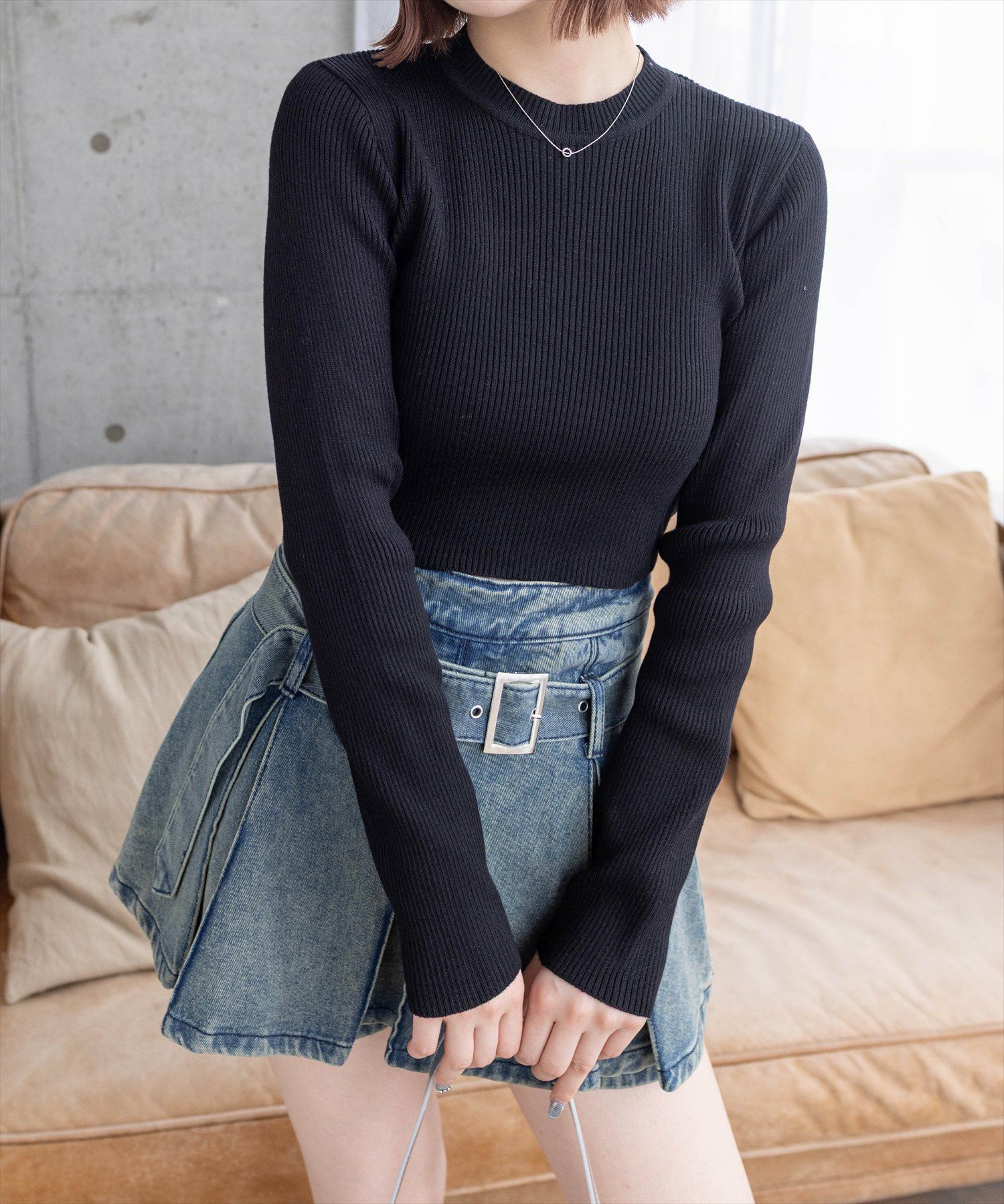 clear 長袖ハイネックショート丈ニットトップス[CL8117] | レディース