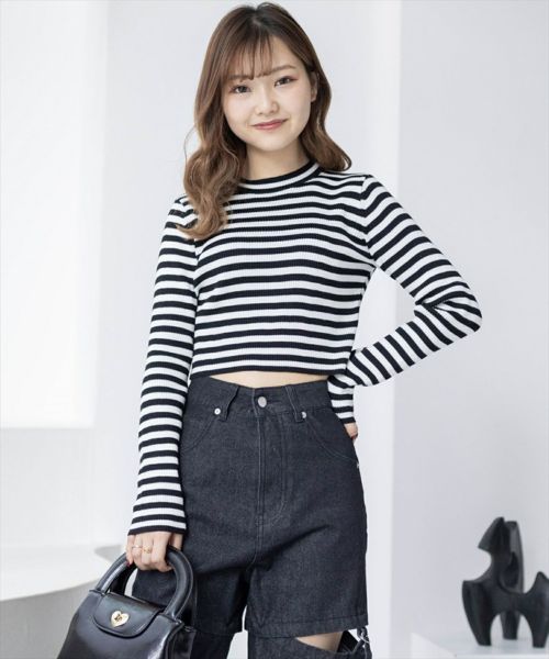 clear 長袖ハイネックショート丈ニットトップス[CL8117] | レディース