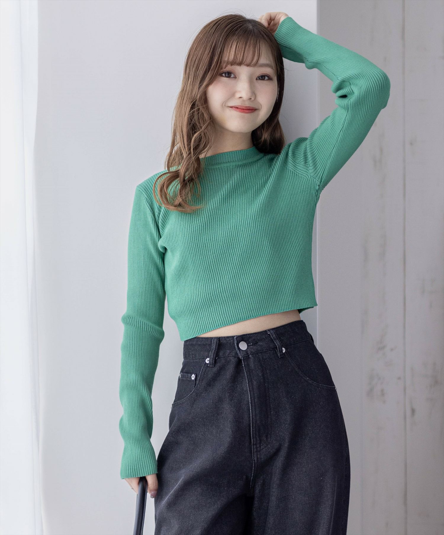 clear 長袖ハイネックショート丈ニットトップス[CL8117] | レディース