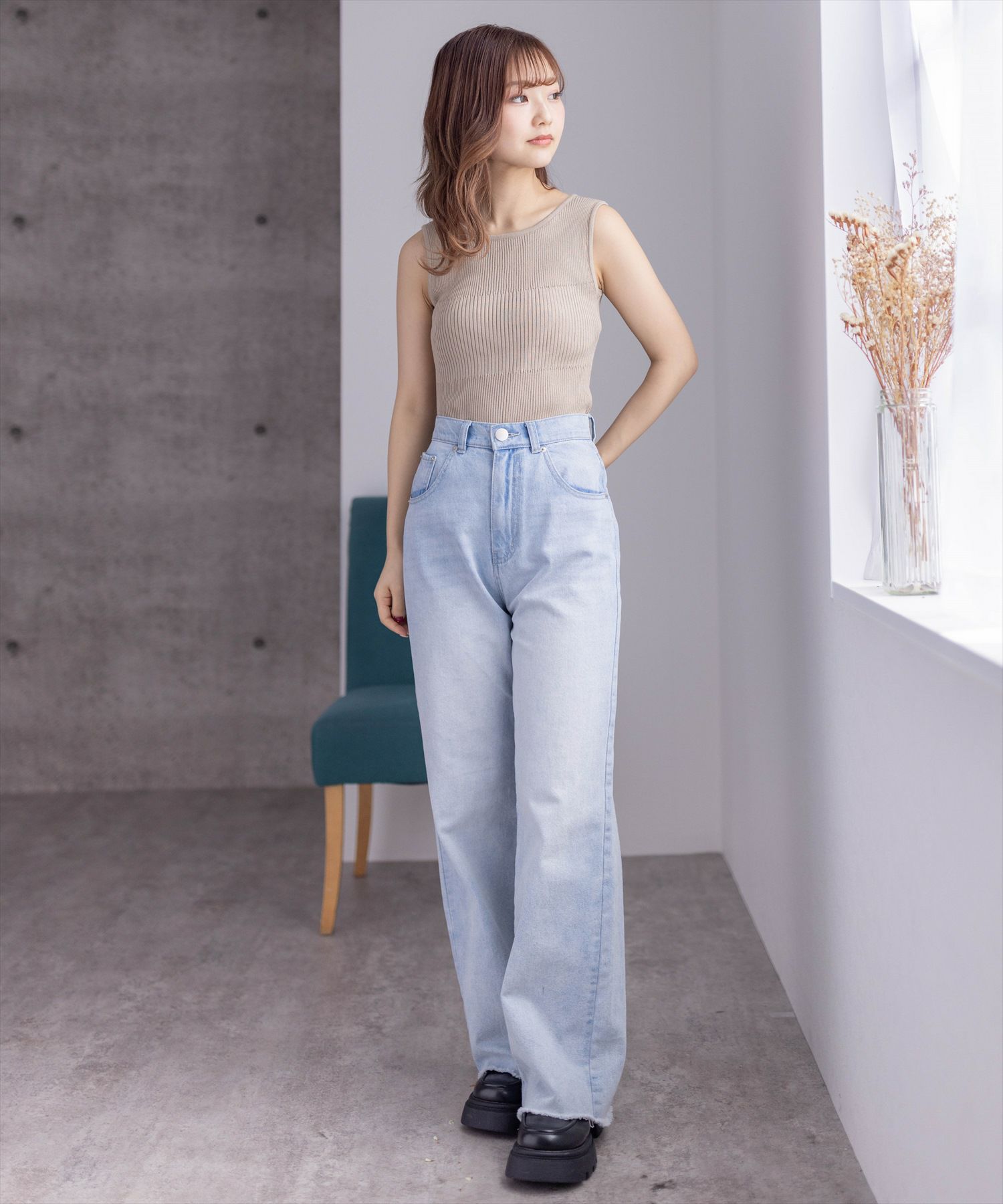 158cm/グレージュ着用