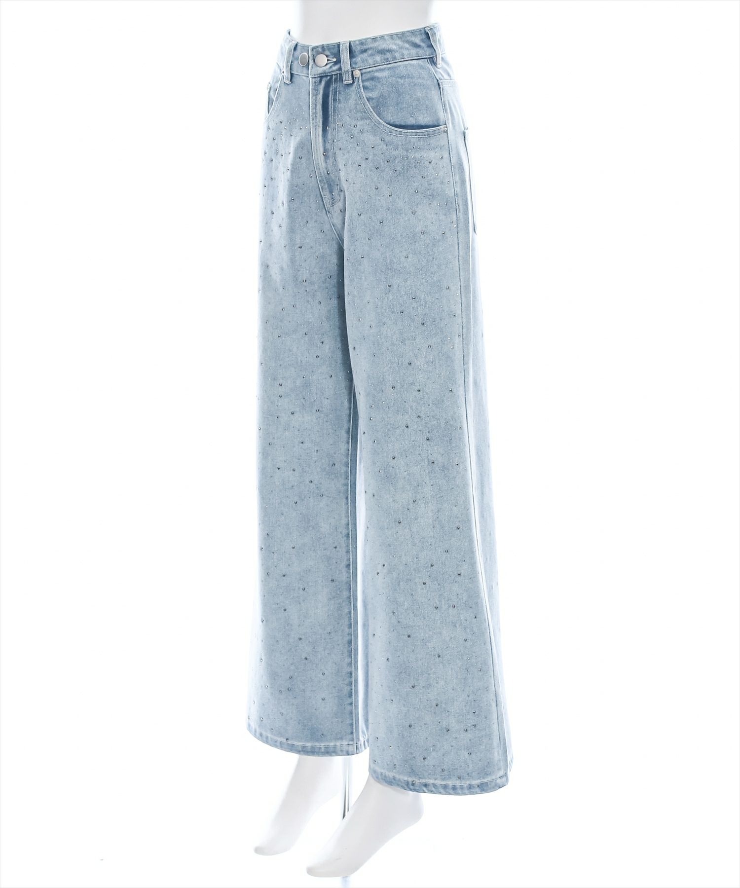 clear≪再入荷≫ラインストーンワイドデニムパンツ[CL8320