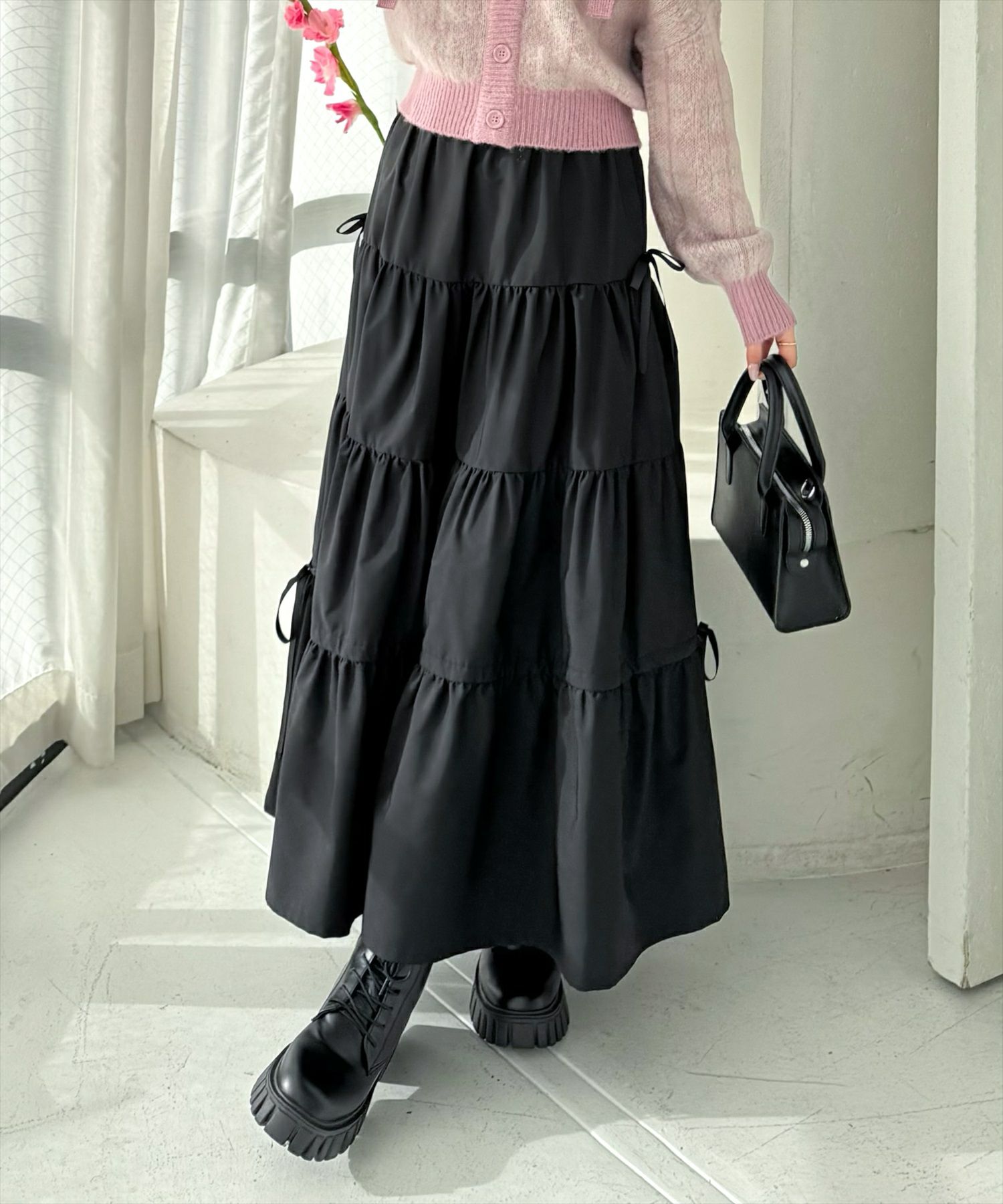 clear リボン付きドロストスカート[CL8684] | レディースファッション