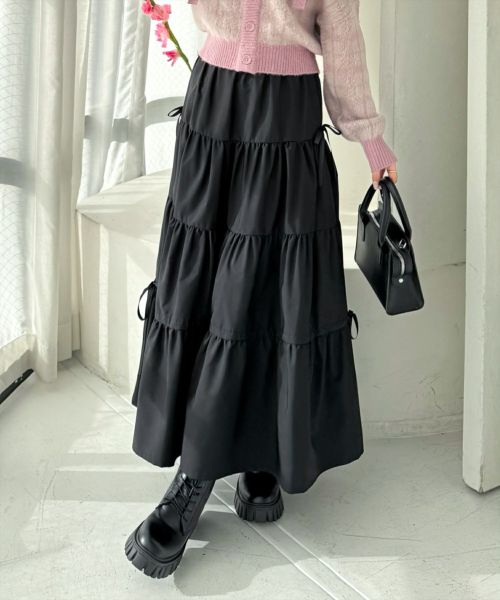 リボン付きブラックニットとプリーツスカート 楽天市場】楽天1位【店内全品SALE】 プリーツ ドッキング スカート