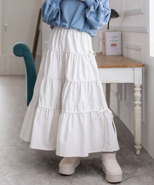 clear リボン付きドロストスカート[CL8684] | レディースファッション