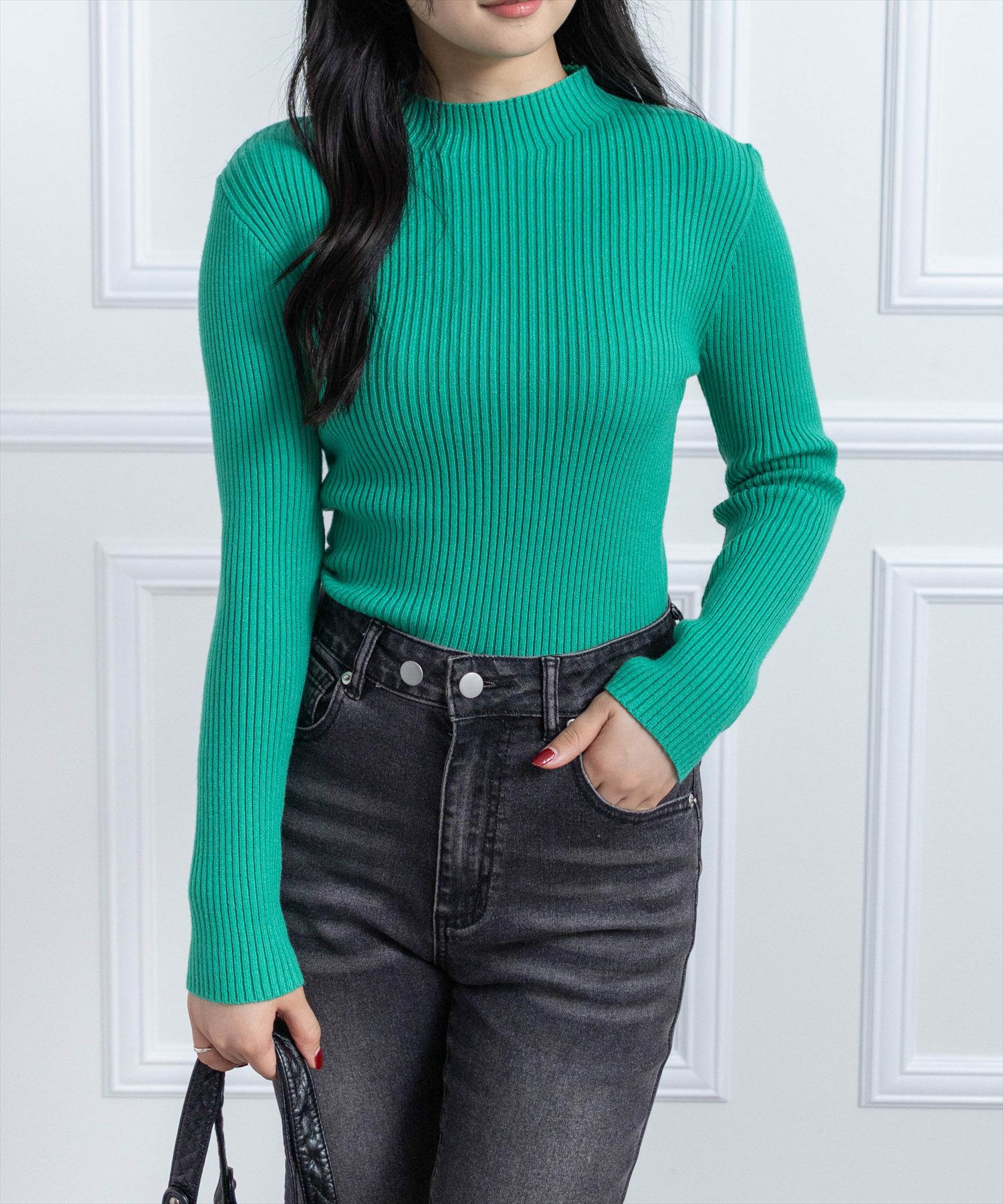 clear≪再入荷≫ハイゲージハイネックニットトップス[CL8388